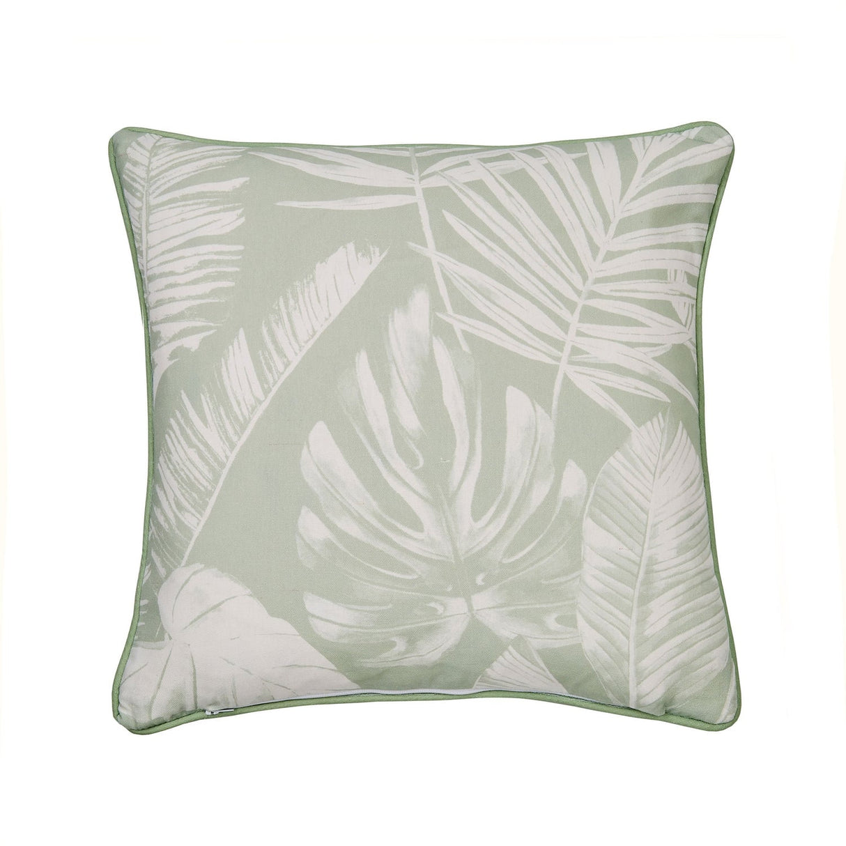 Tahiti Outdoor Green & Silver 100% Cotton Cushion Cover 43cm x 43cm - Green - Tahiti Outdoor Cushion In Green 43 X 43Cm 3
