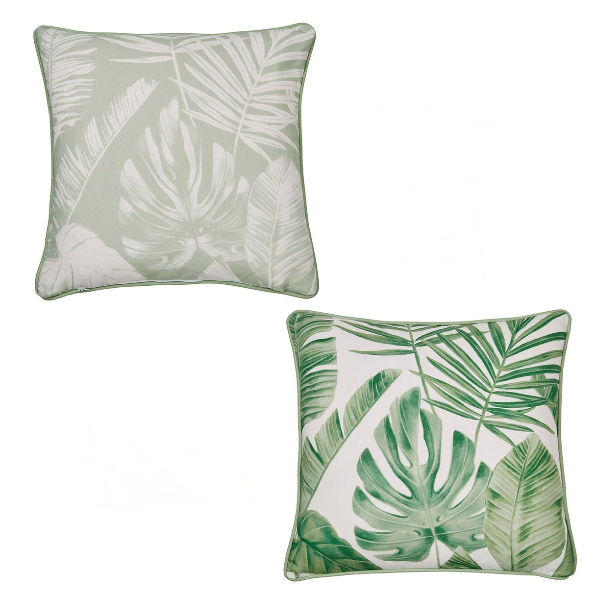 Tahiti Outdoor Green & Silver 100% Cotton Cushion Cover 43cm x 43cm - Green - Tahiti Outdoor Cushion In Green 43 X 43Cm 4