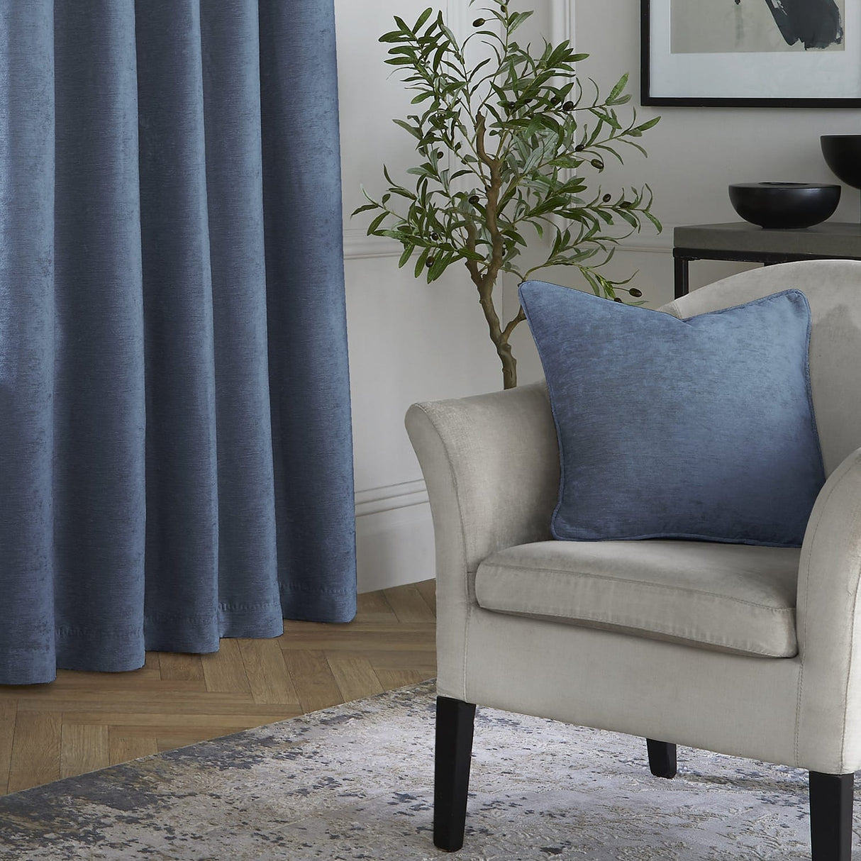 Textured Chenille Soft Cosy Cushion Cover 43cm x 43cm - Navy - Textured Chenille Cushion In Navy 43 X 43Cm 3