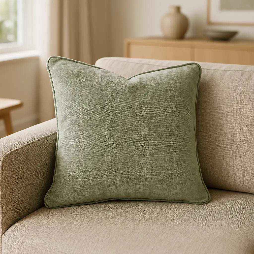 Textured Chenille Soft Cosy Cushion Cover 43cm x 43cm - Green
