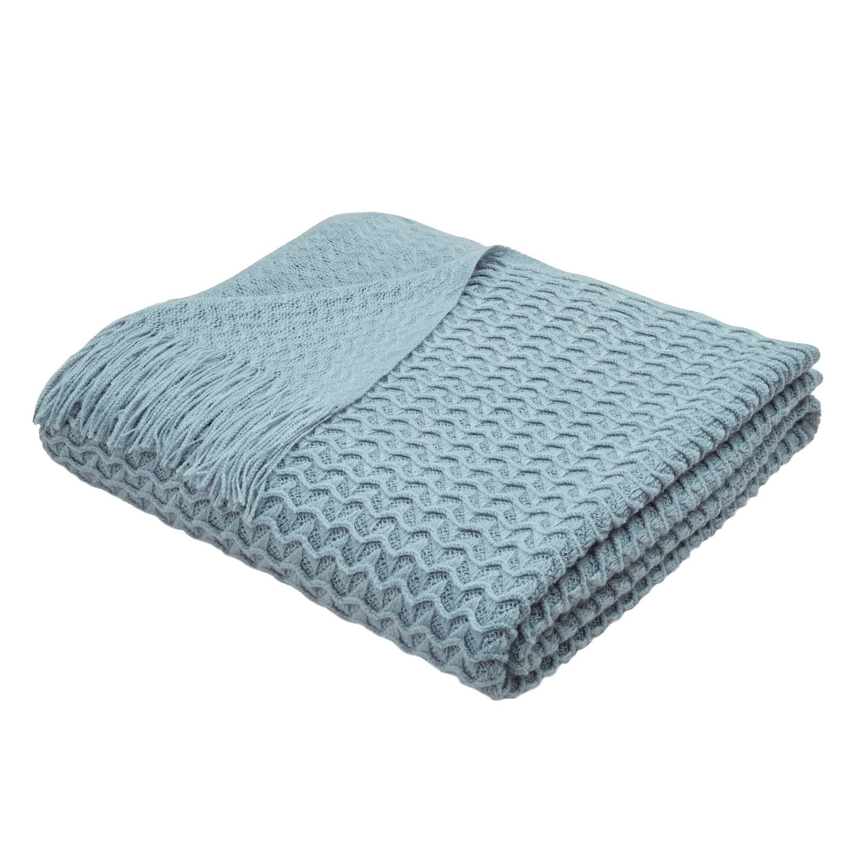 Textured Knit Throw Soft Acrylic Blue – Blue – 130cm x 180cm - Textured Knit Throw In Blue 130 X 180Cm 2