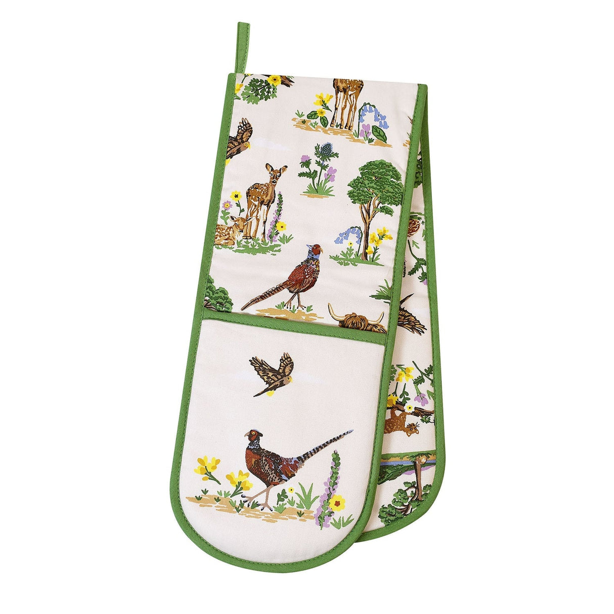 Ulster Weavers Thistlewood Floral Green Cotton Double Oven Glove