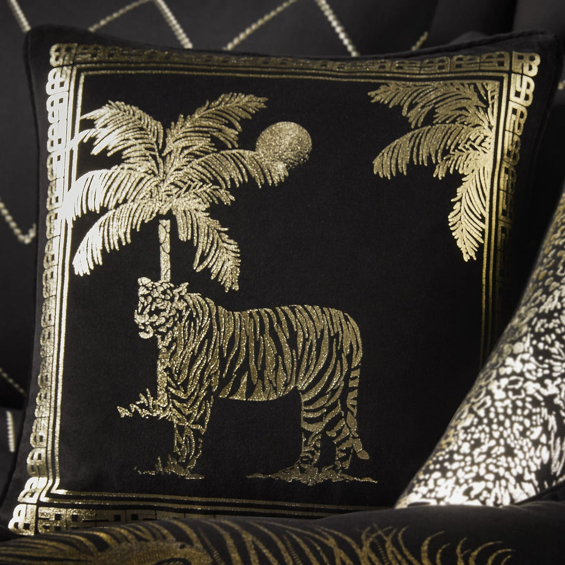 Tiger Tiger Black Velvet Cushion Cover 43cm x 43cm