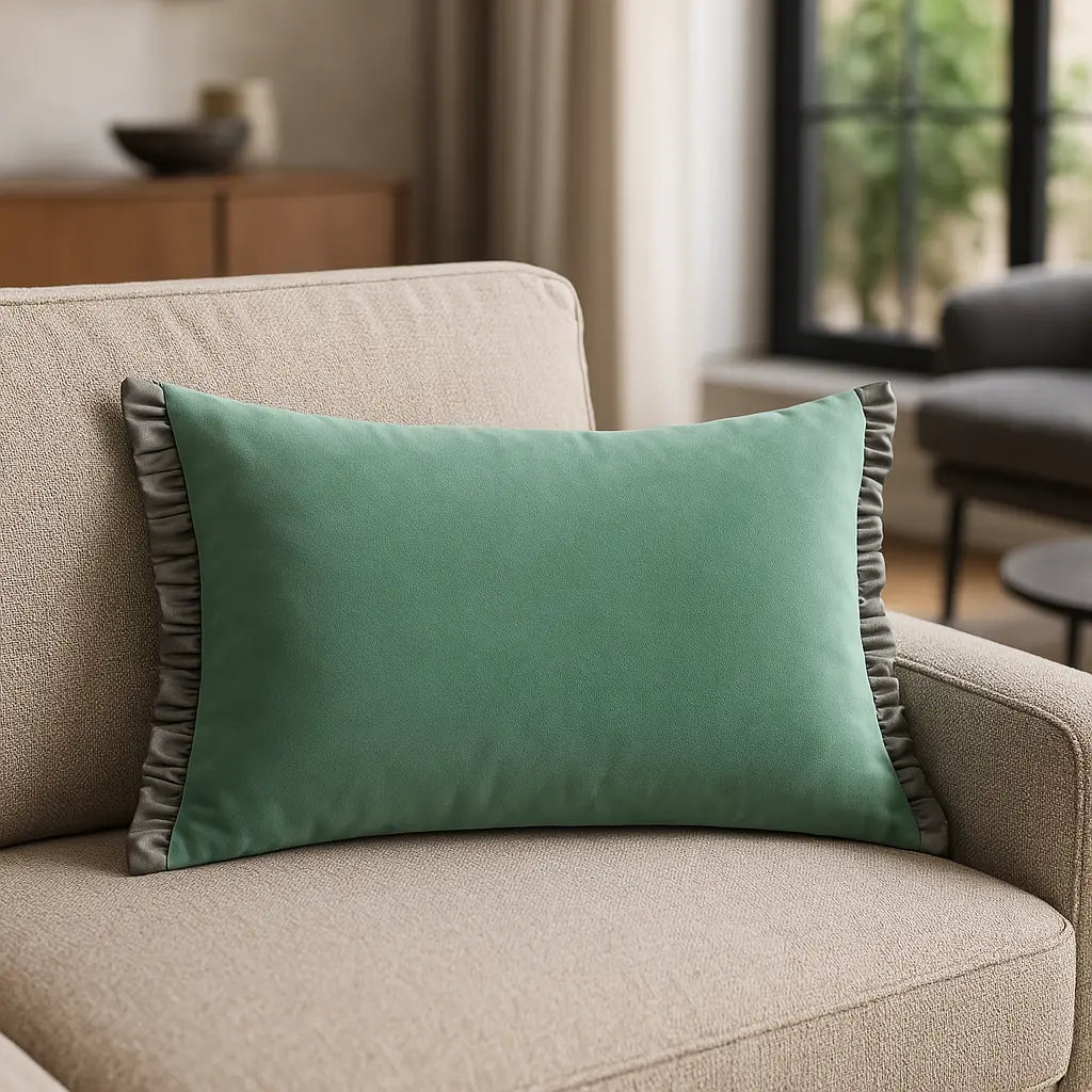 Tilly Velvet Sage + Grey Cushion Cover or Filled Cushion