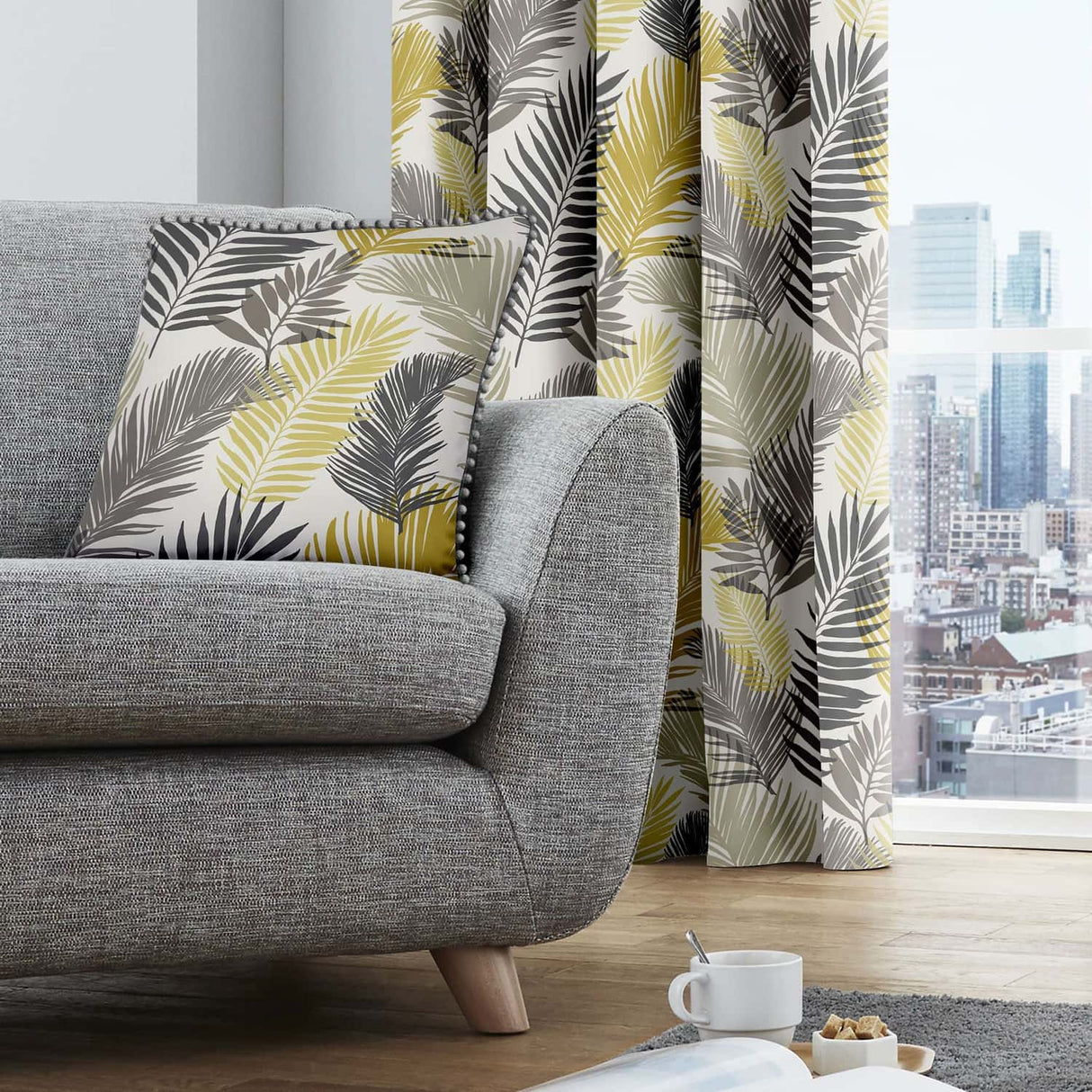 Tropical Ochre Cushion Cover 43cm x 43cm (17" x 17") - Ochre - Tropical Cushion In Ochre 43 X 43Cm 2
