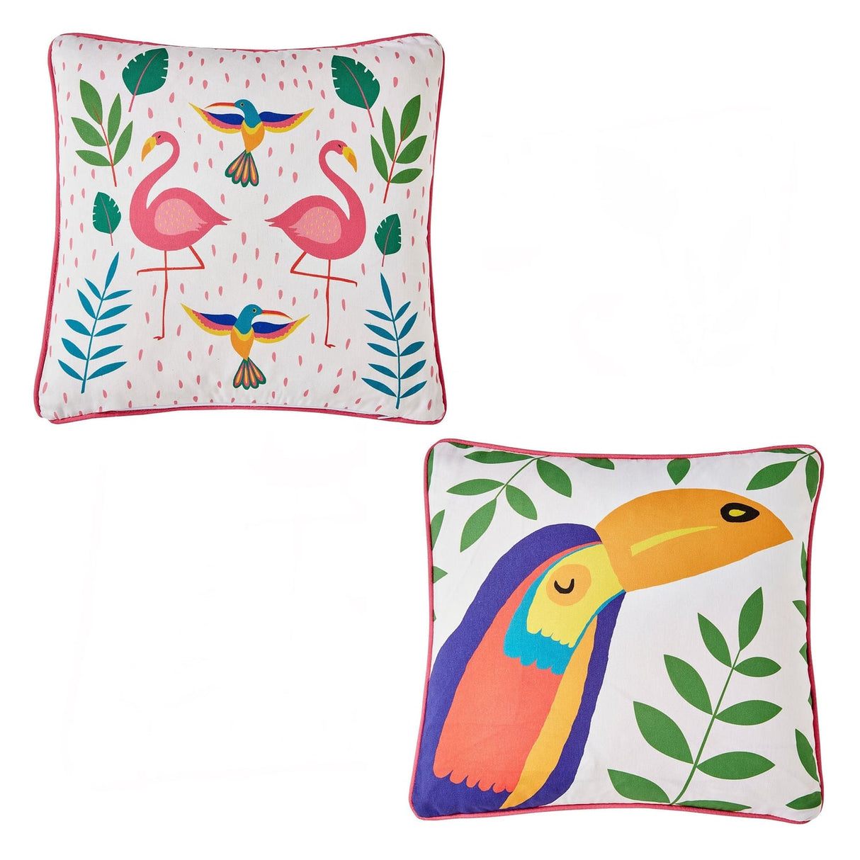 Tropical Flamingo Outdoor Pink 100% Cotton Cushion Cover 43cm x 43cm - Tropical Flamingo Outdoor Cushion In Pink 43 X 43Cm 4