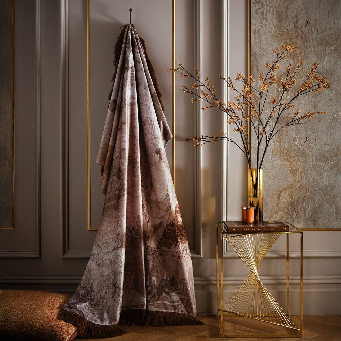Laurence Llewelyn-Bowen Venus Primavera Recycled Polyester Natural Velvet Throw Blanket