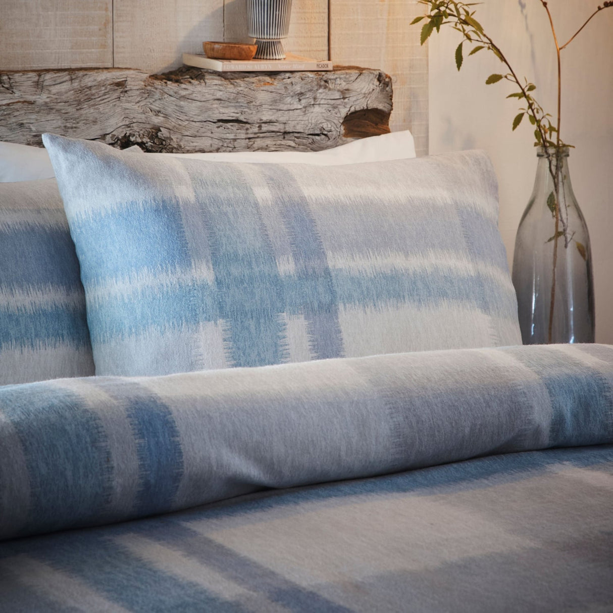 Verbier Brushed Cotton Flannelette Duvet Cover Set - Blue - Verbier Duvet Cover Set In Blue 2