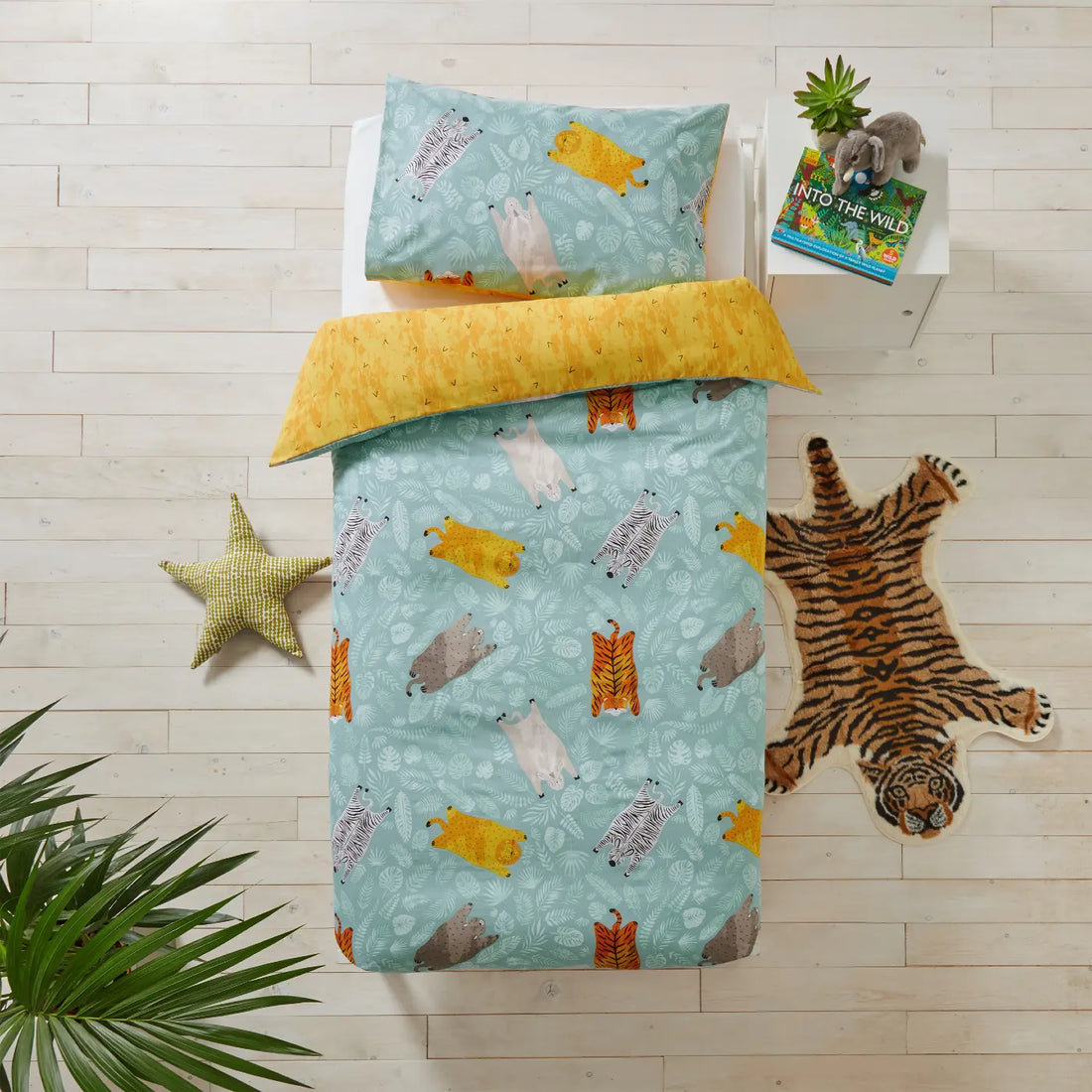 Wild Friends 100% Cotton Duvet Cover Set - Teal