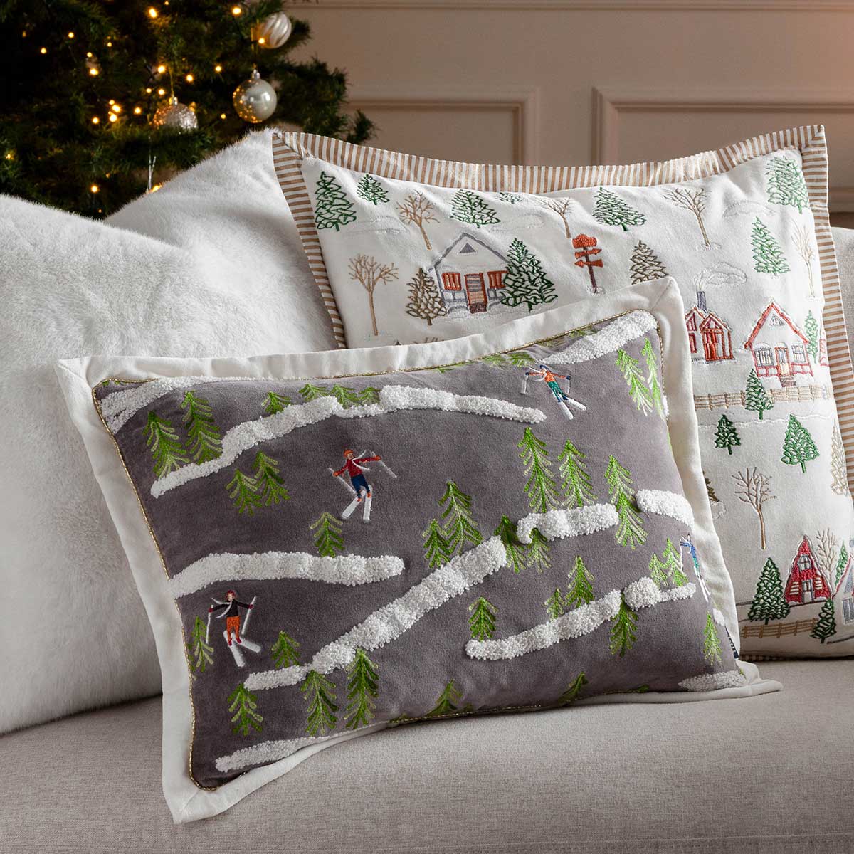 Winter Ski Lodges Cushion Cover / Filled Cushion 20" x 20" (50cm x 50cm) by Paoletti 2