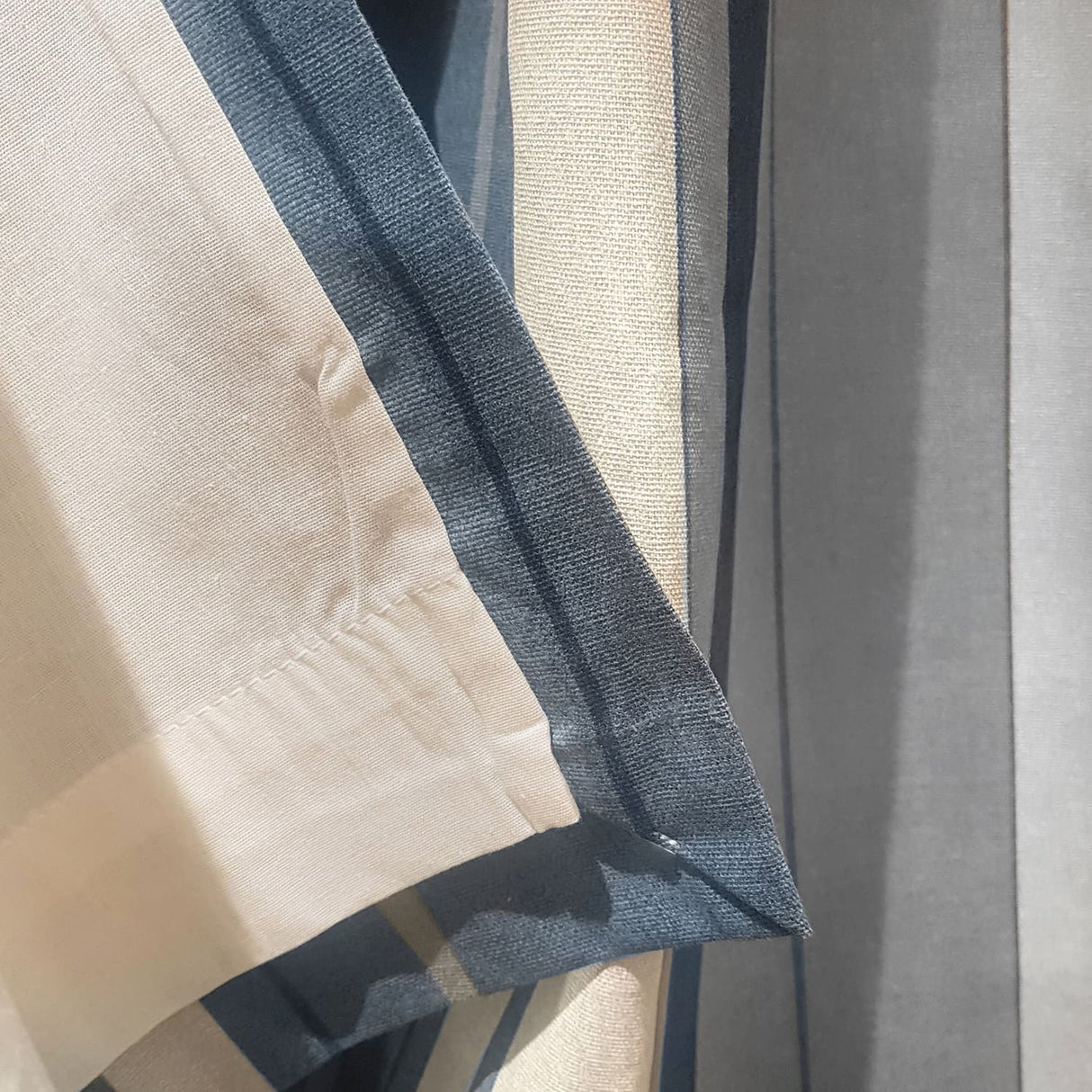 Whitworth Stripe Lined Eyelet Curtains - Blue Light Filtering - Whitworth Stripe Eyelet Curtains In Blue 2