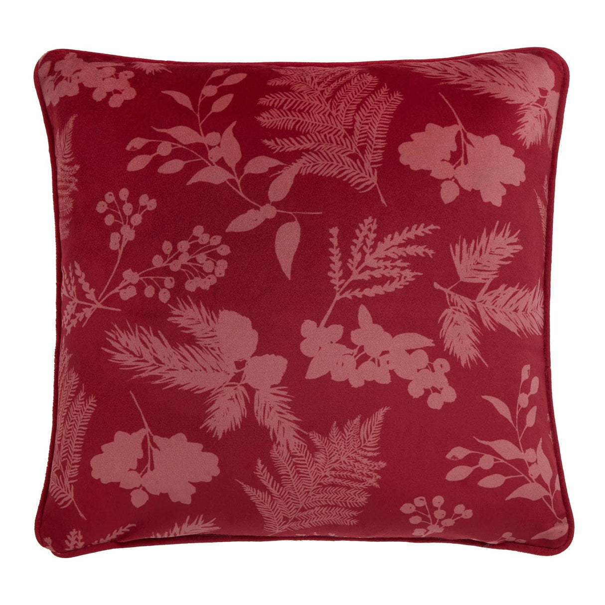 Winter Sprigs Floral Velvet Cushion Cover 43cm x 43cm - Winter Sprigs Cushion In Green 43 X 43Cm 3