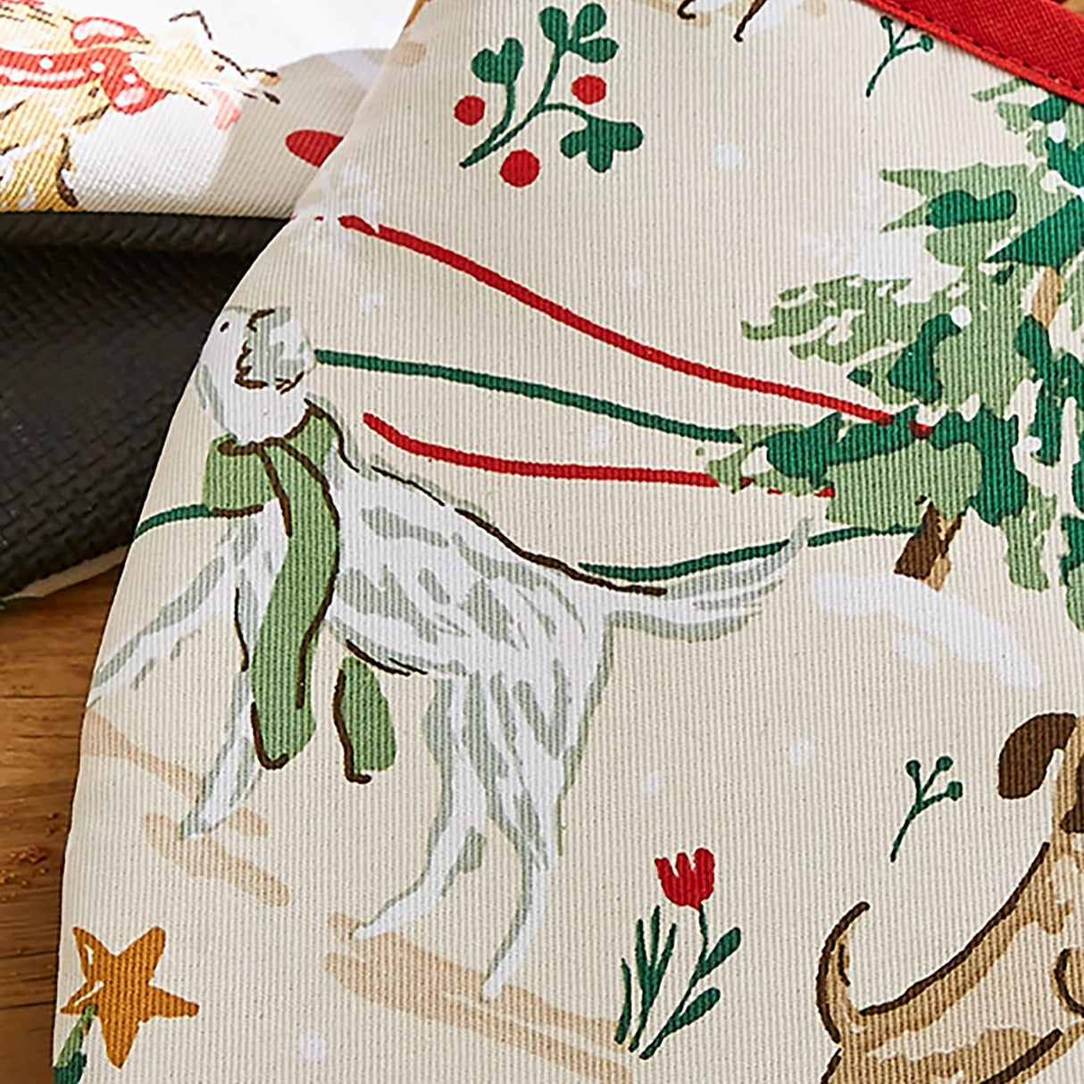 Ulster Weavers Winter Walkies Dog Print Christmas Microwave Mitts - Winter Walkies Microwave Mitts Pair In Beige 4