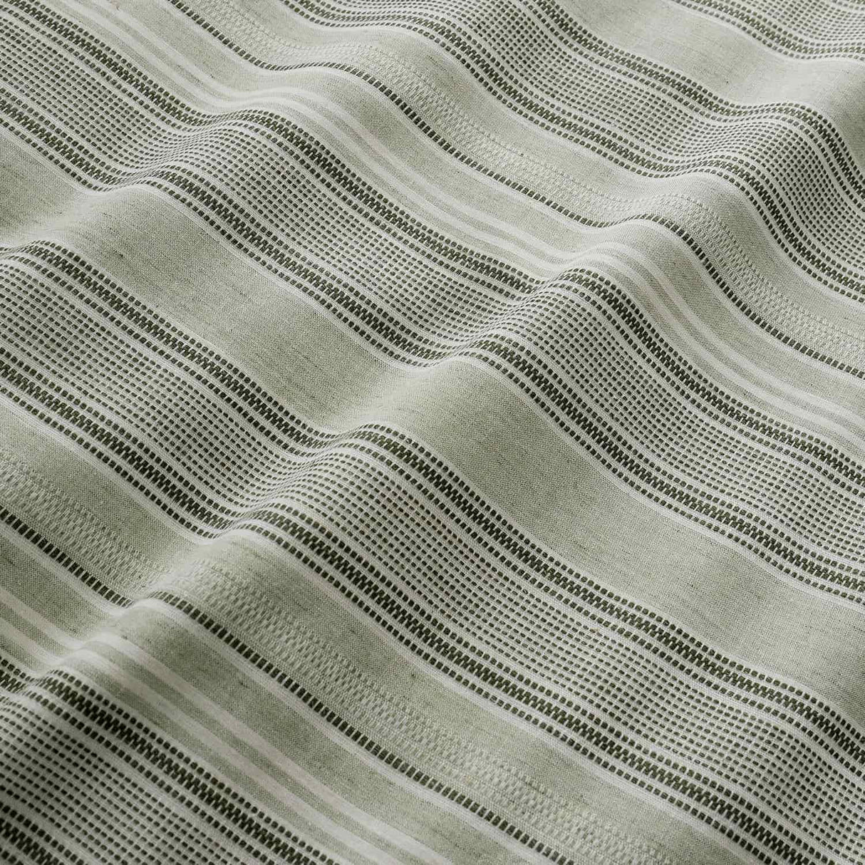 Yarn Dyed Woven 100% Cotton Duvet Cover Set - Green - Yarn Dyed Woven Wide Stripe Duvet Cover Set In Green 3