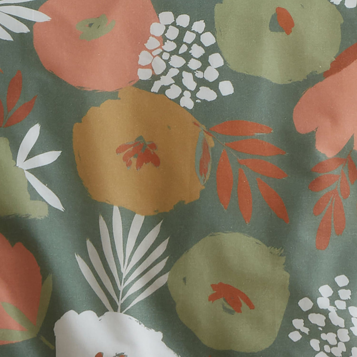 Yasmin Floral Polycotton Duvet Cover Set - Green - Yasmin Duvet Cover Set In Green 4