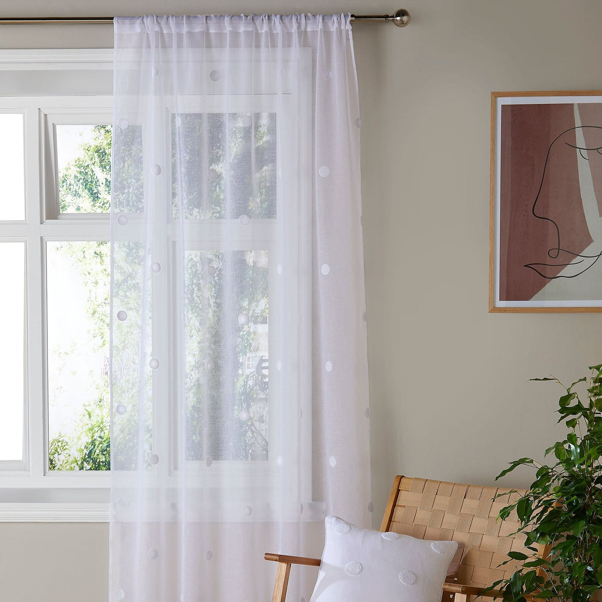 Zara Beige Sheer Voile Curtain Panel
