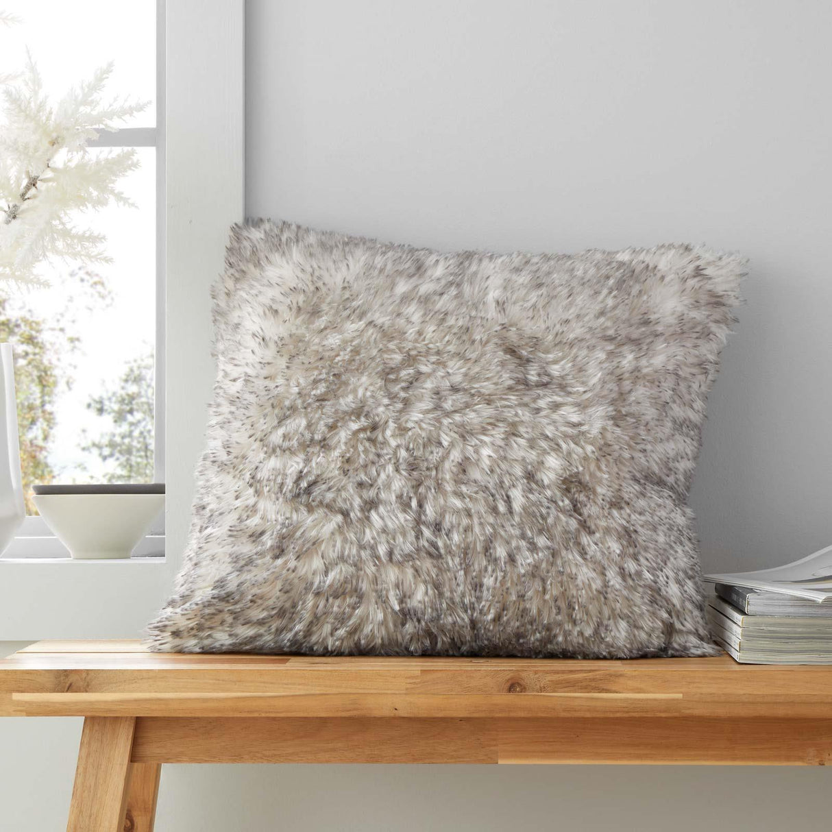 Catherine Lansfield Arctic Fox Faux Fur Filled Cushion
