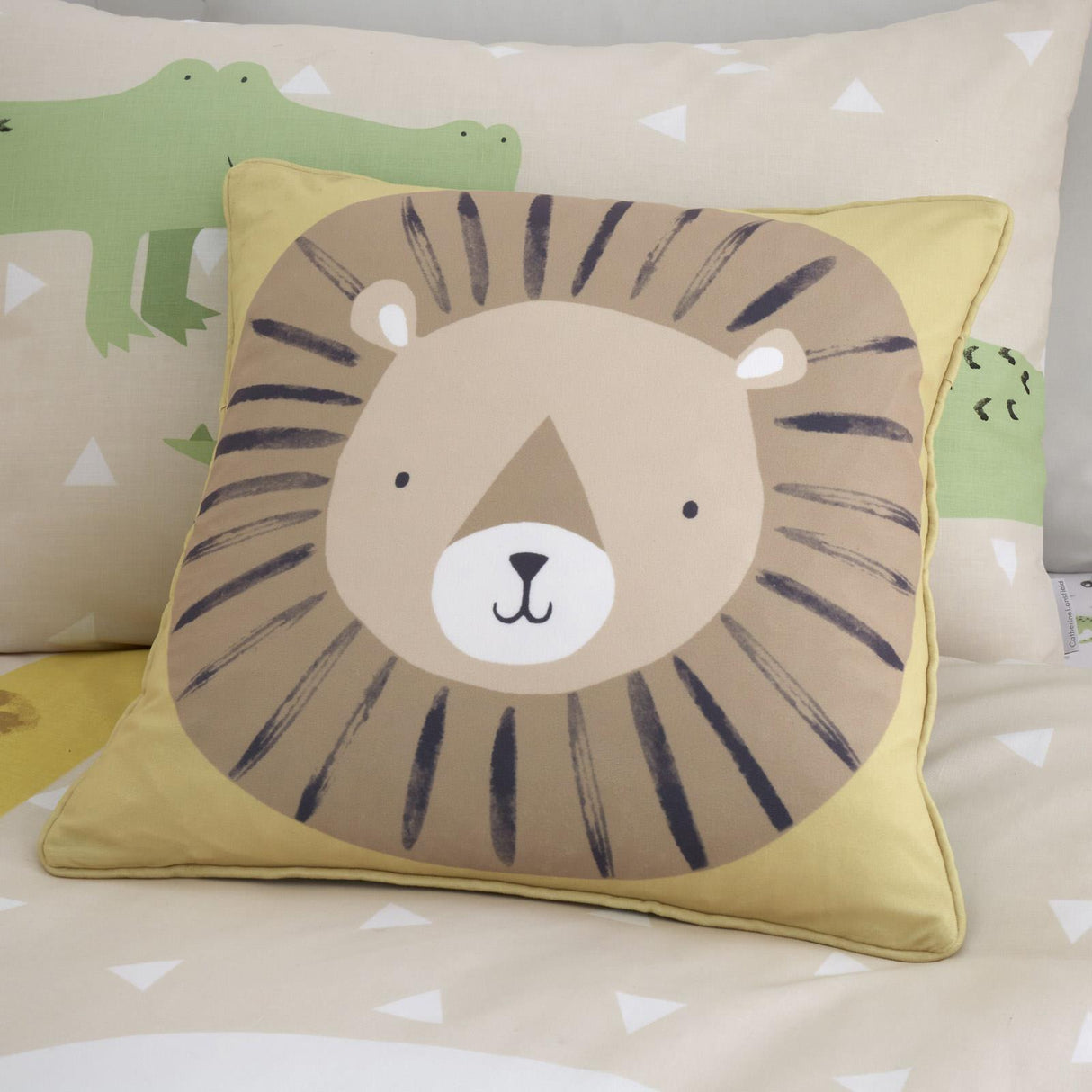 Catherine Lansfield Roarsome Animals Green Kids Filled Cushion
