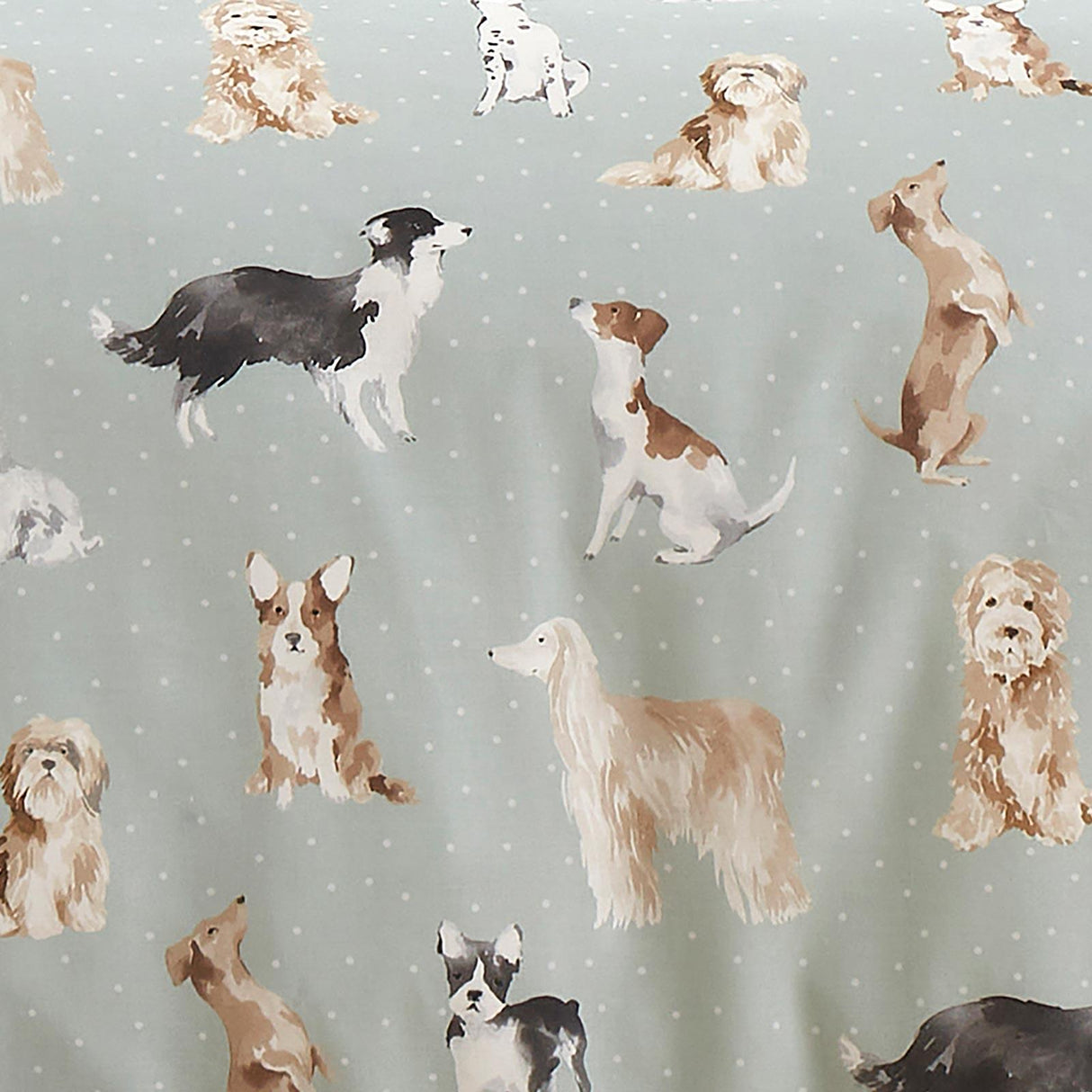 Cute Dogs Duvet Cover Set Duck Egg