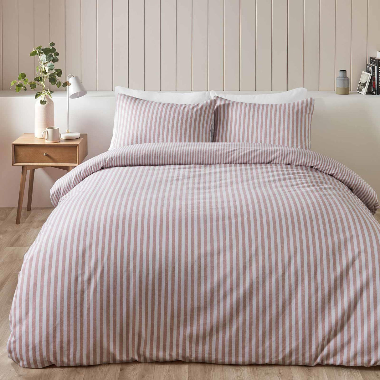 Brushed Cotton Flannelette Stripe Duvet Cover Set by Catherine Lansfield