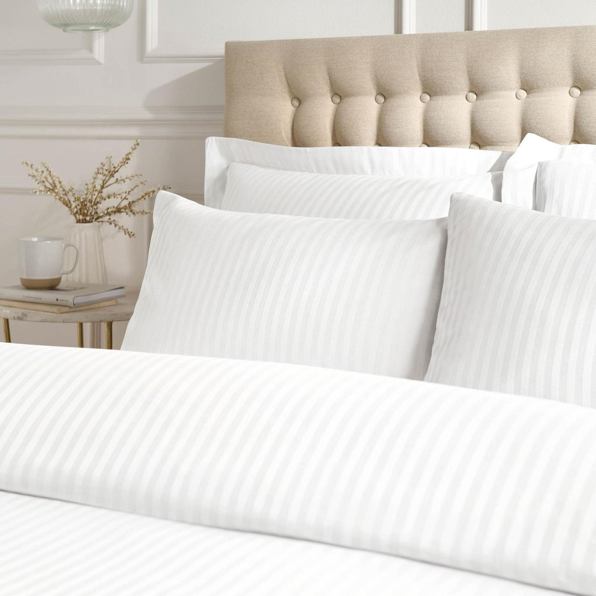 300 Thread Count Satin Stripe Standard Pillowcase Pair by Catherine Lansfield