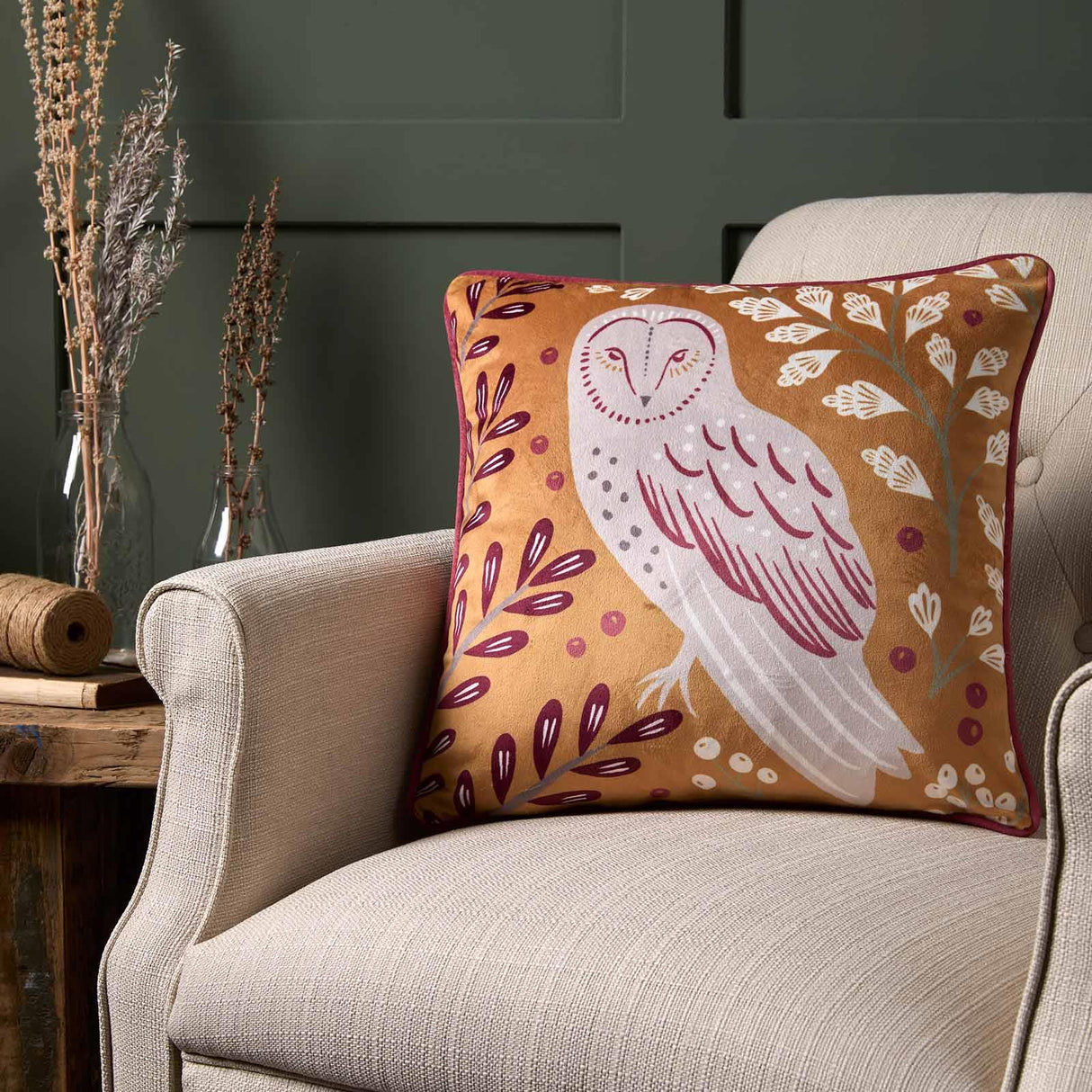 Dreams & Drapes Lodge Enchanted Velvet Cushion Cover Red & Yellow