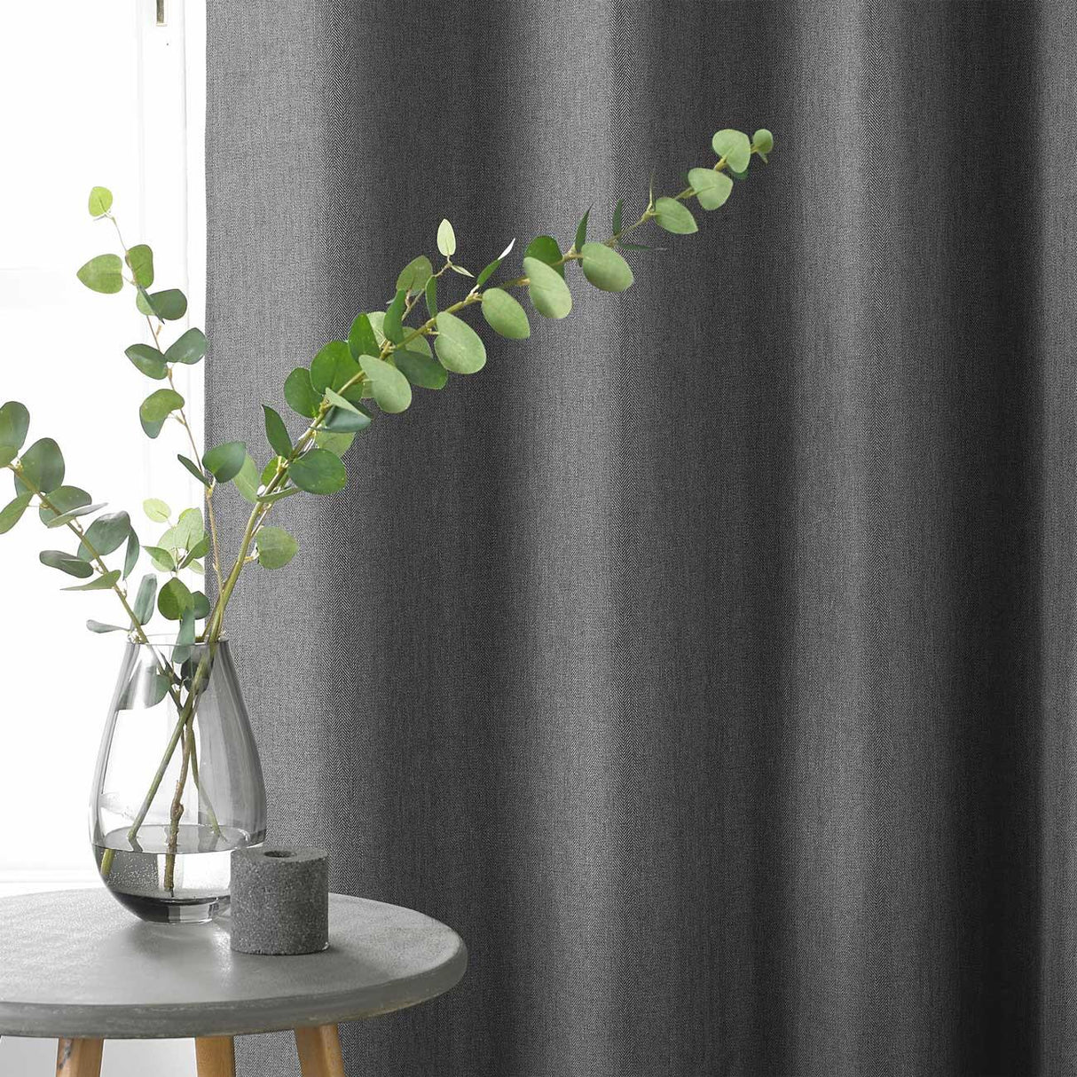 Moon Blackout Eyelet Curtains Grey 46" x 72" by furn.