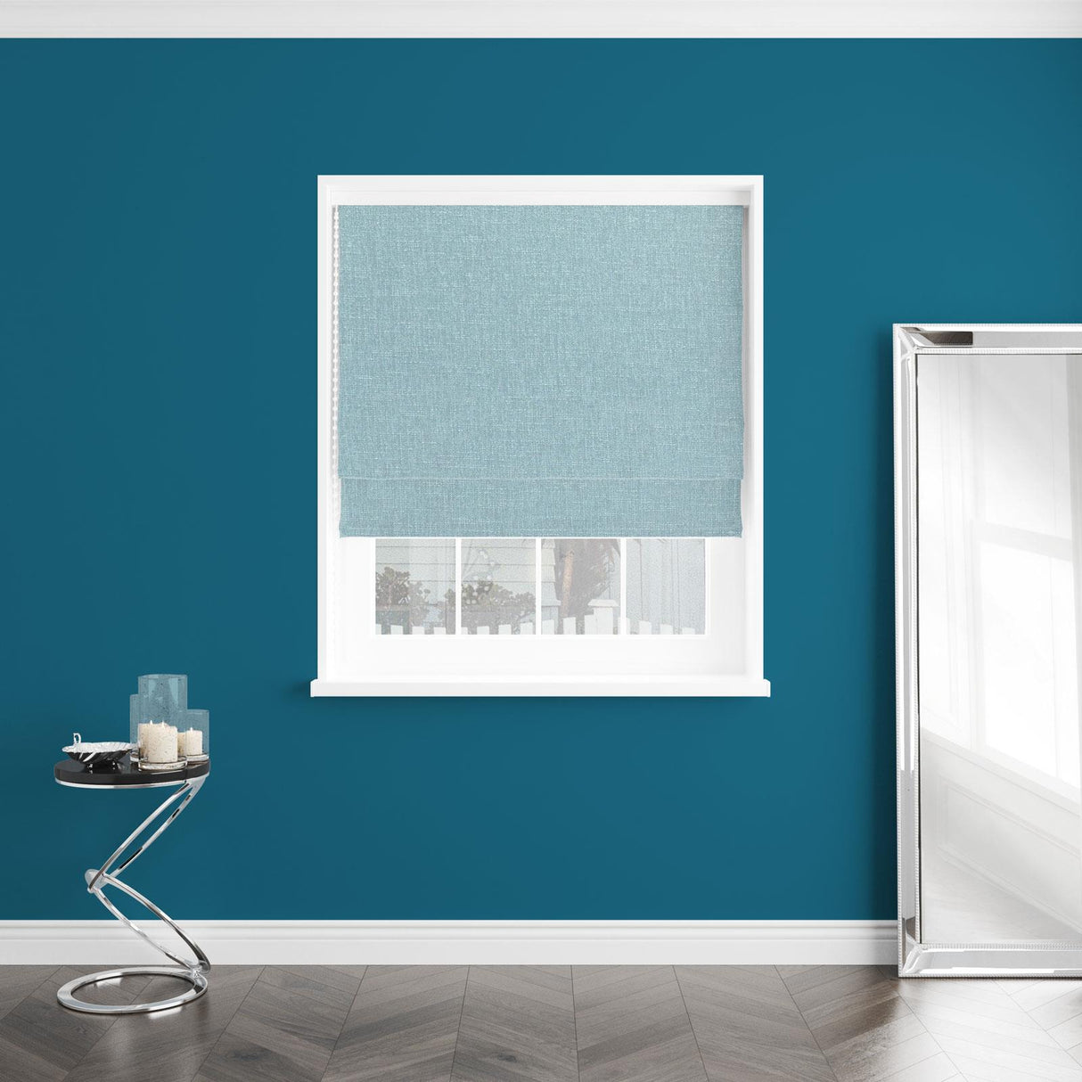 Mestre Soft Teal Made To Measure Roman Blind by Style Furnishings