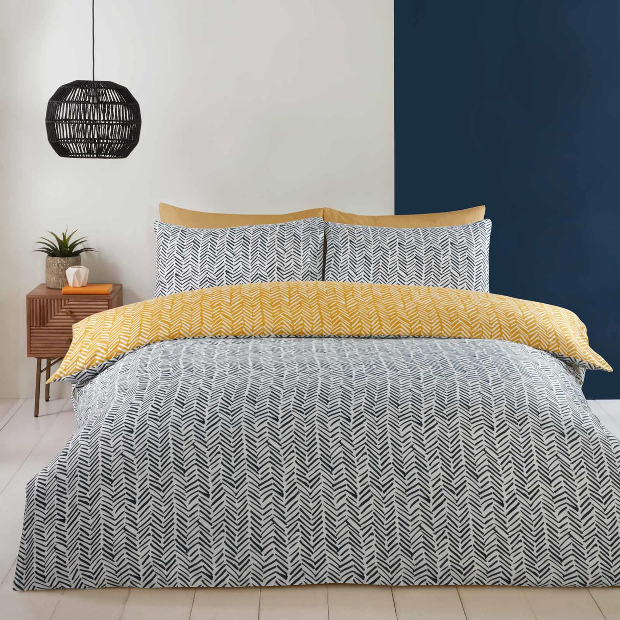 So Soft Microfibre Helston Ochre Duvet Cover Set