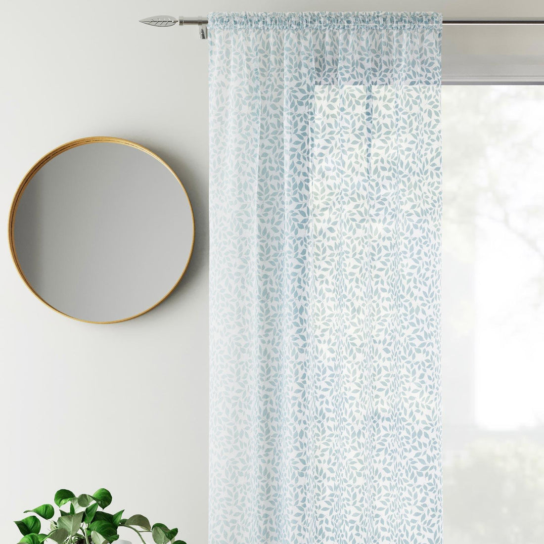 Willow Blue Voile Curtains Panel