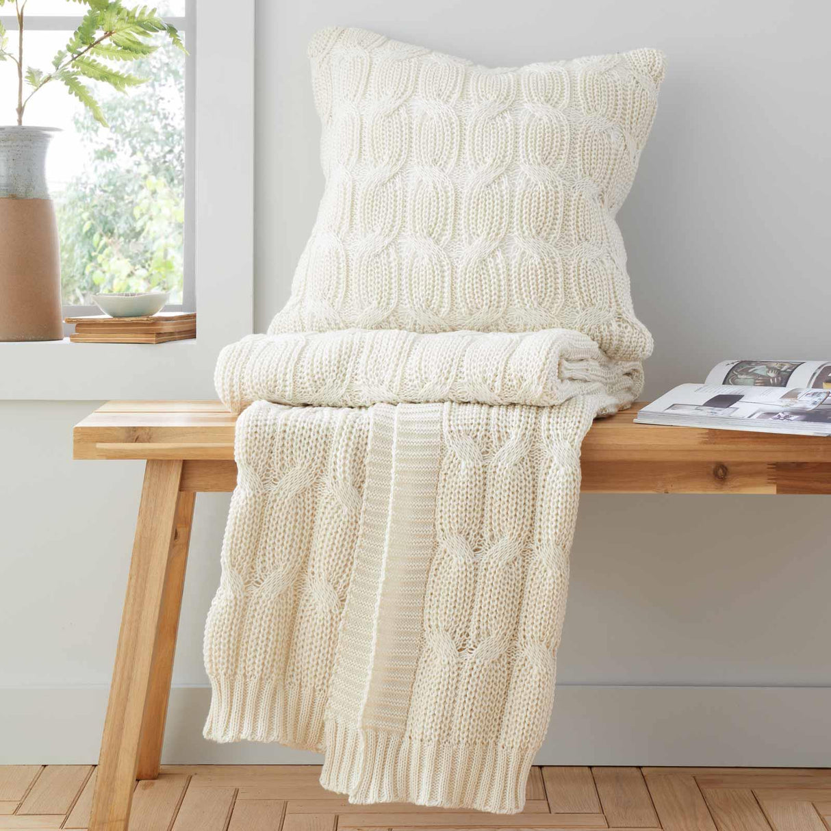 Chunky Marl Knit Throw Blanket 130cm x 170cm by Catherine Lansfield
