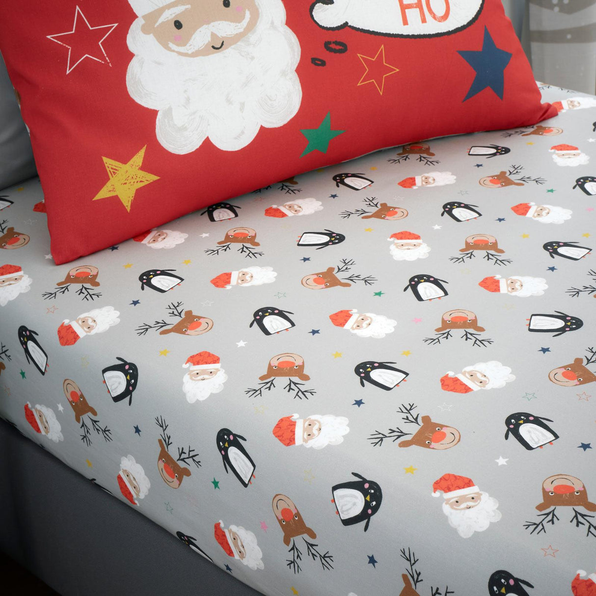 Christmas Ho Ho Ho Fitted Sheet by Bedlam