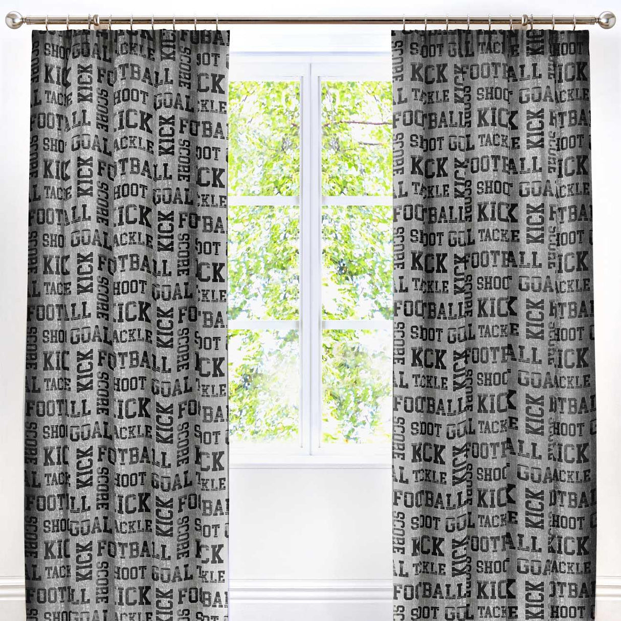Football Kids Tape Top Curtains by Bedlam