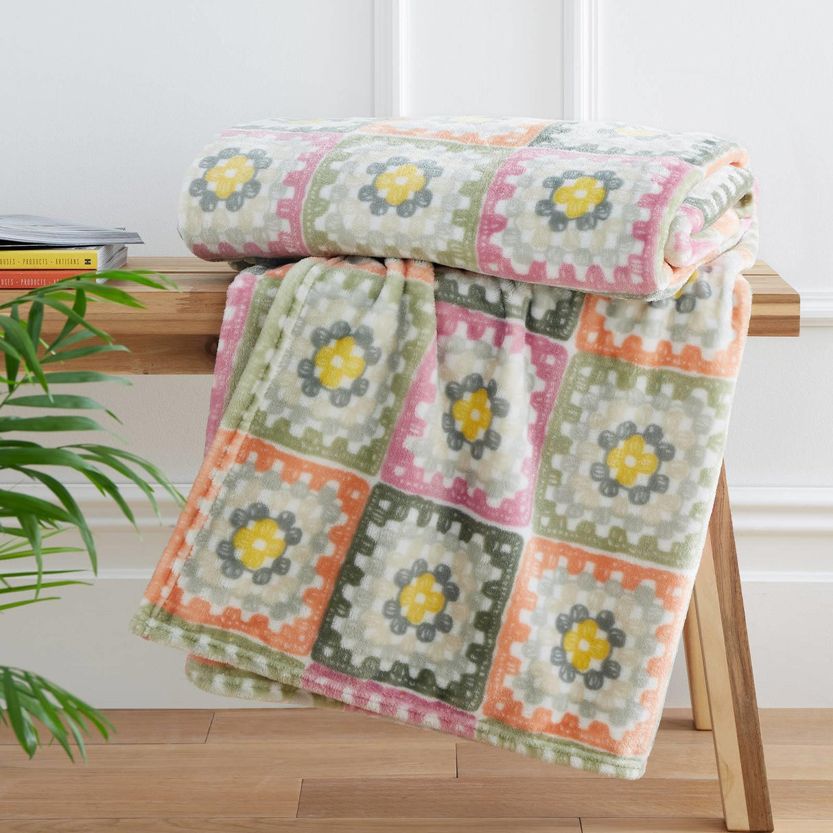 Catherine Lansfield Crochet Print Floral Throw 130cm x 170cm 6