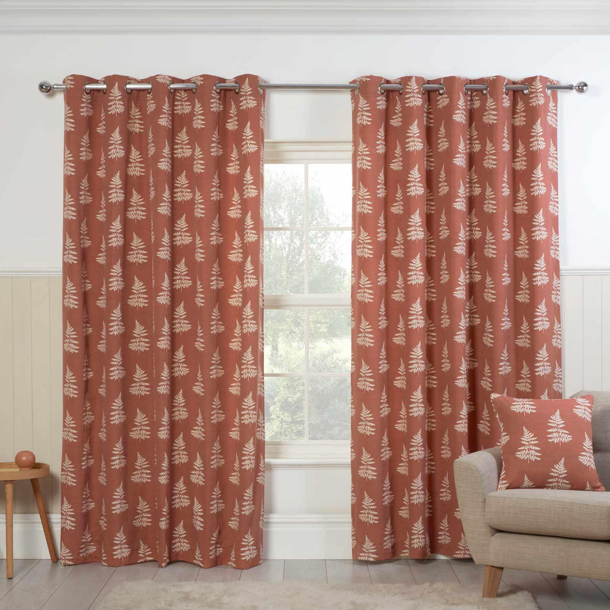 Esher Fern Eyelet Curtains by Sundour