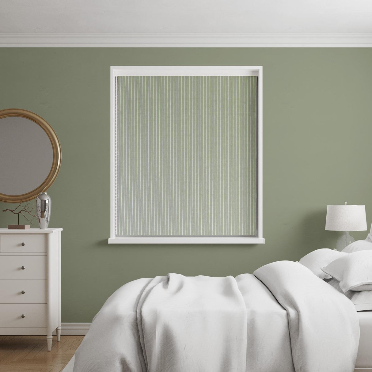 Pencil Stripe Lemongrass Made To Measure Roman Blind by Style Furnishings