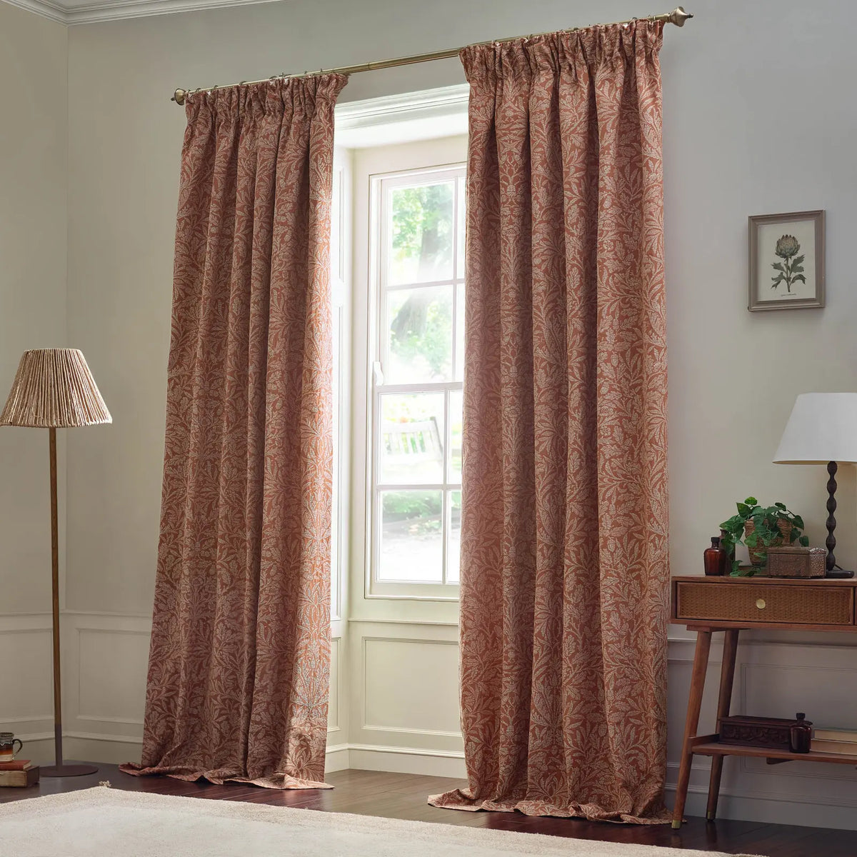 Acorn Tonal Brick Thermal Dimout Pencil Pleat Curtains - additional product view 6