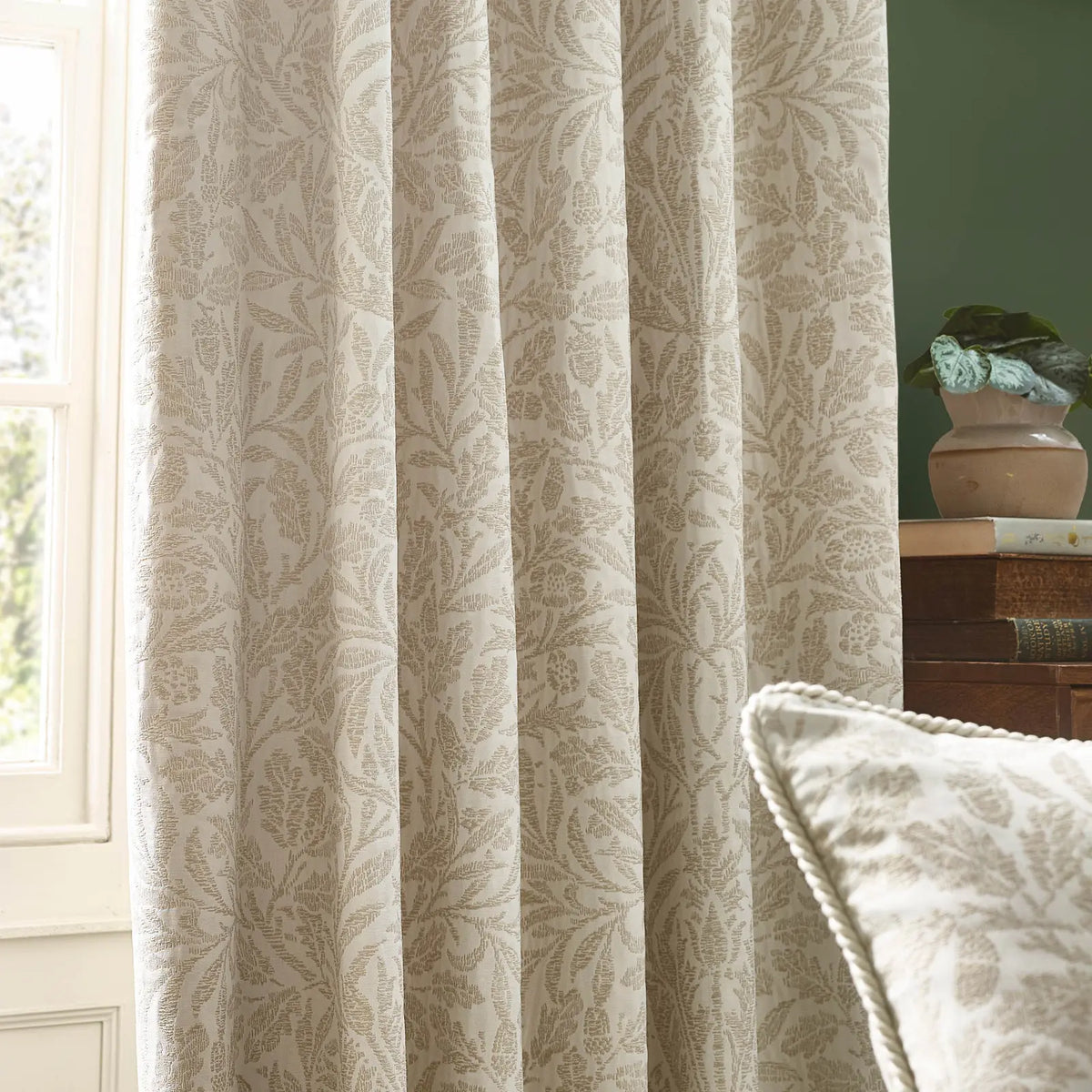 Acorn Tonal Willow Thermal Dimout Pencil Pleat Curtains - additional product view 4