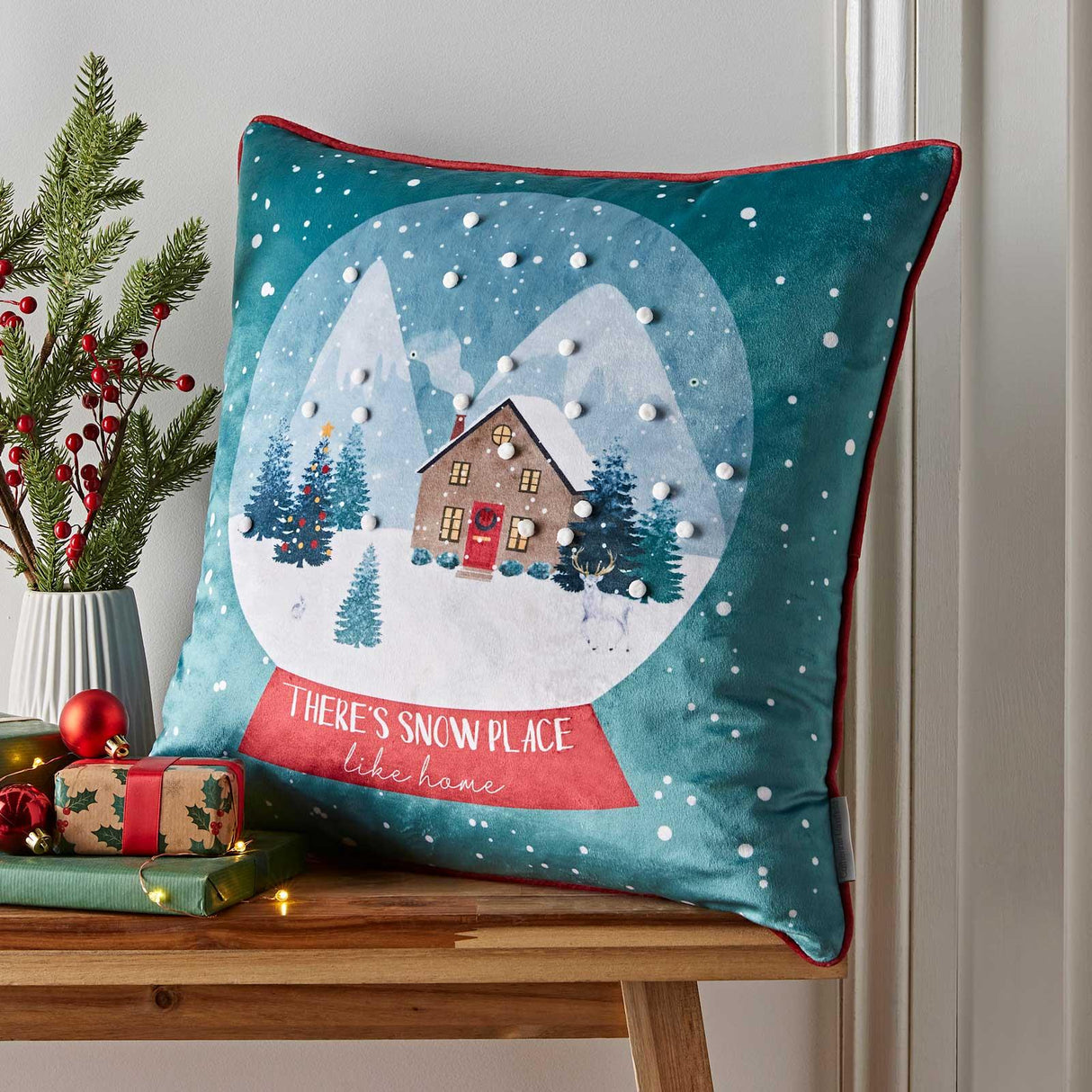Catherine Lansfield Snow Place Like Home Christmas Filled Cushion