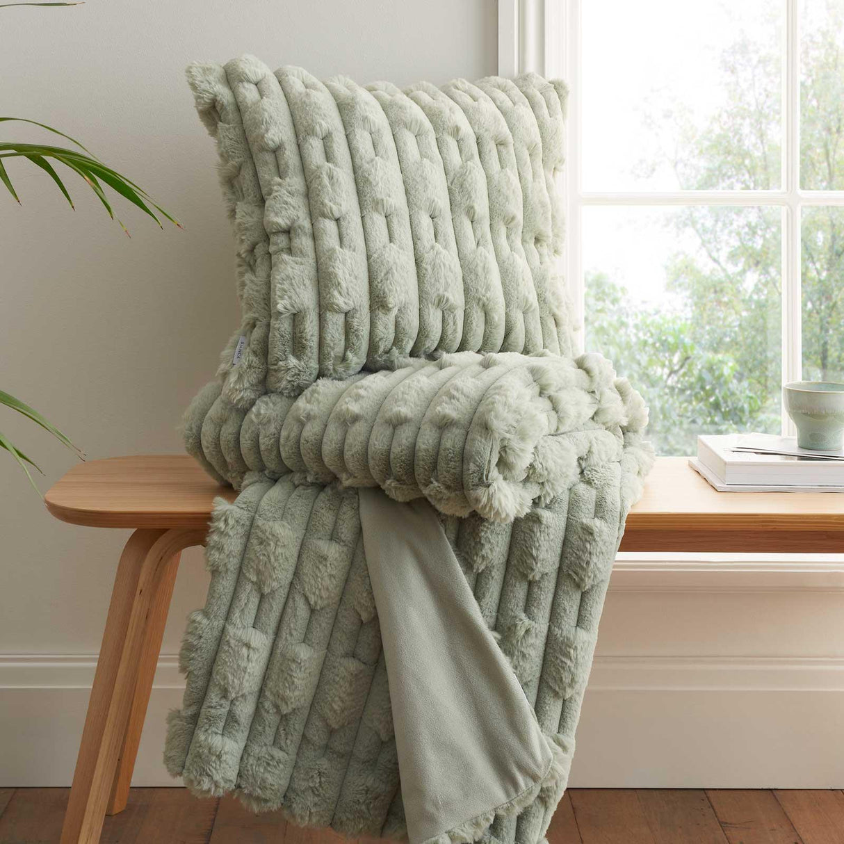 Bianca Carved Faux Fur Filled Cushion 50cm x 50cm 11