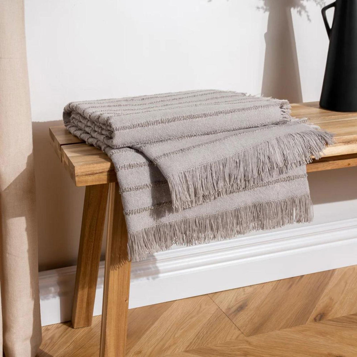 Hazie Woven Fringed Throw Blanket 130cm x 180cm by furn.