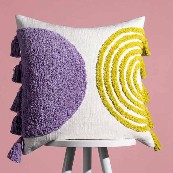 Archow Lilac & Yellow Tufted Cushion Cover 18" x 18" - Ideal