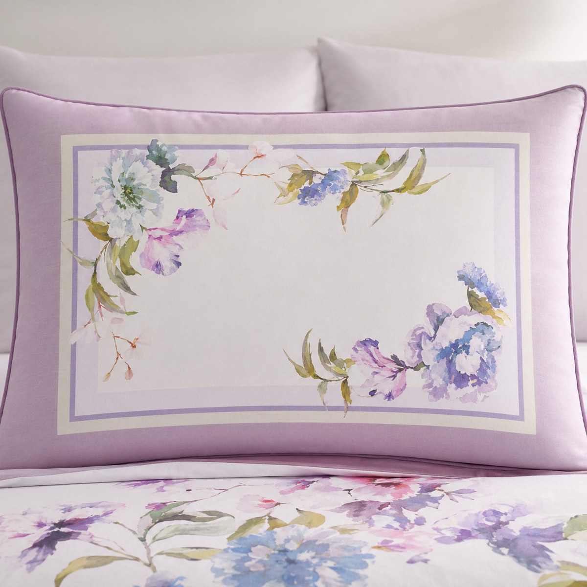 AI pillow close-up - Arley Floral Cotton Sateen Duvet Cover Set