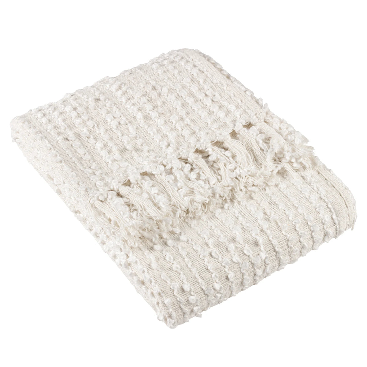 Arvo Woven Tasselled Boucle Natural Throw Blanket 130cm x 180cm - additional product view 2