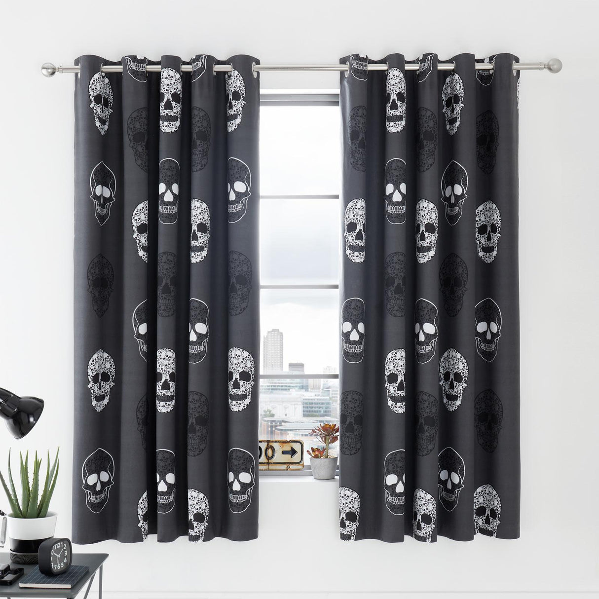 Skulls Eyelet Curtains by Catherine Lansfield