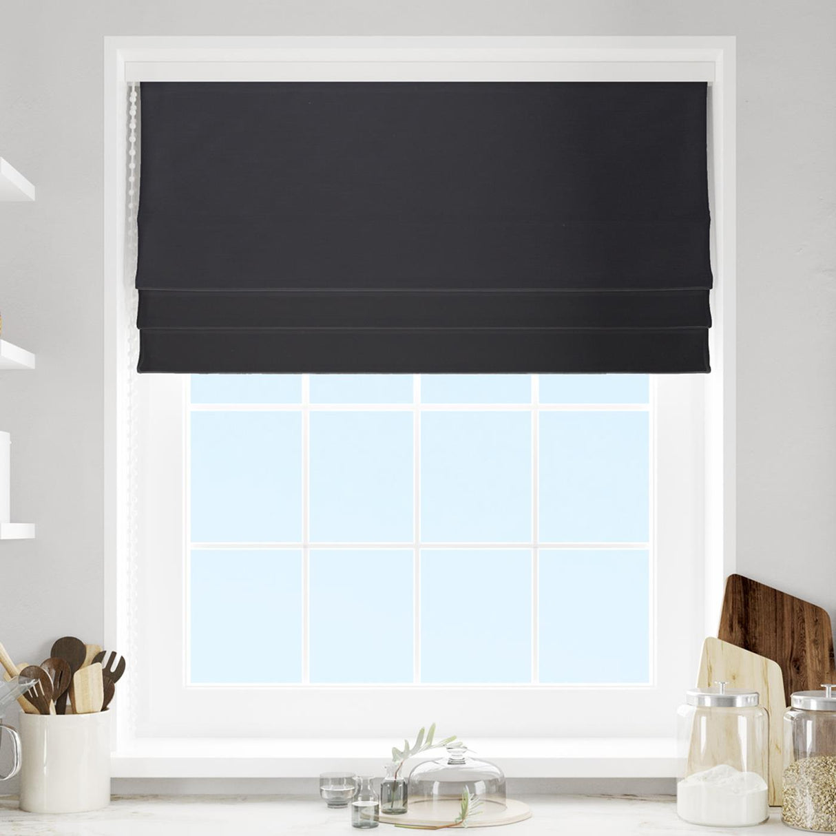Lucida Black Made To Measure Roman Blind by Style Furnishings