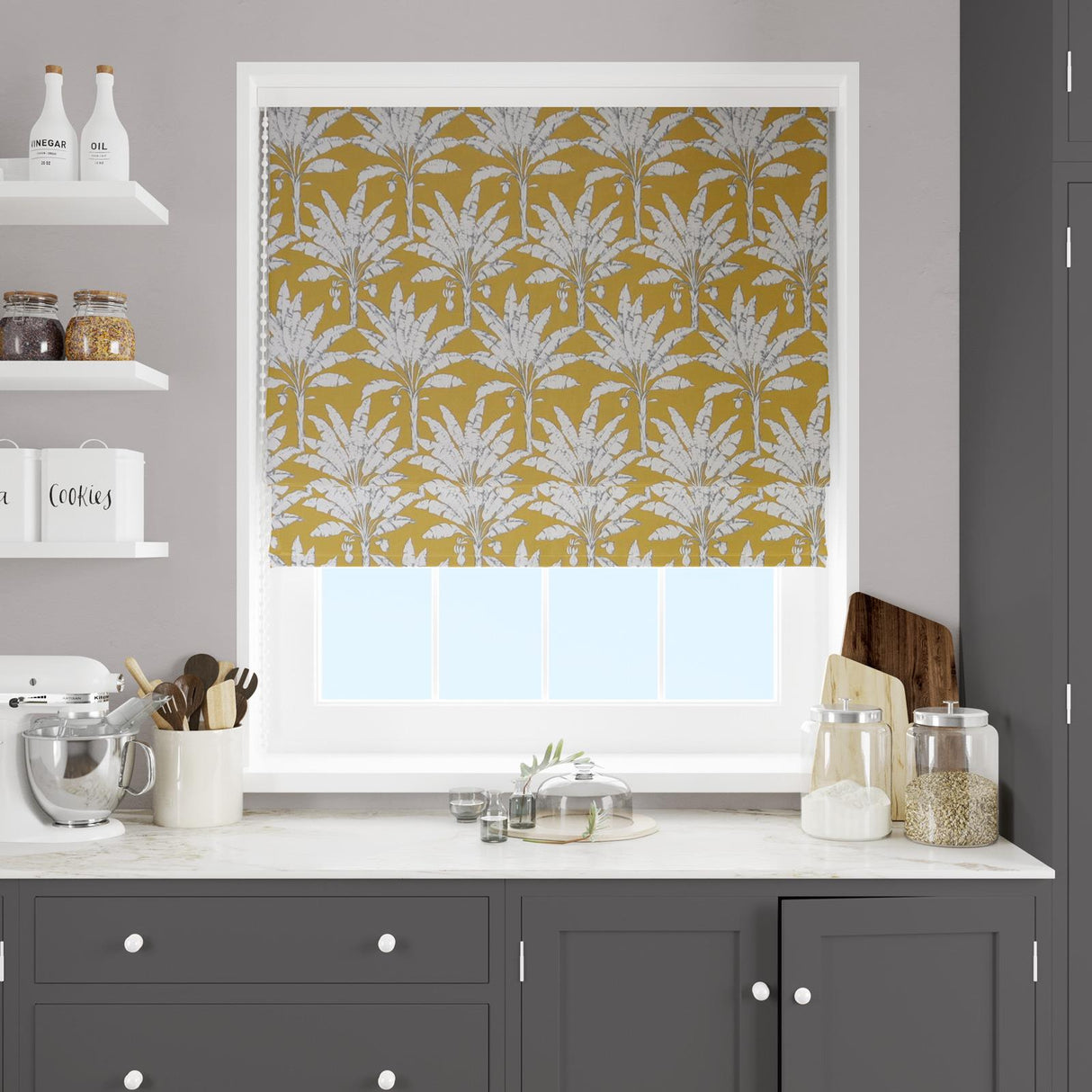 Palm House Ochre Made To Measure Roman Blind by Style Furnishings