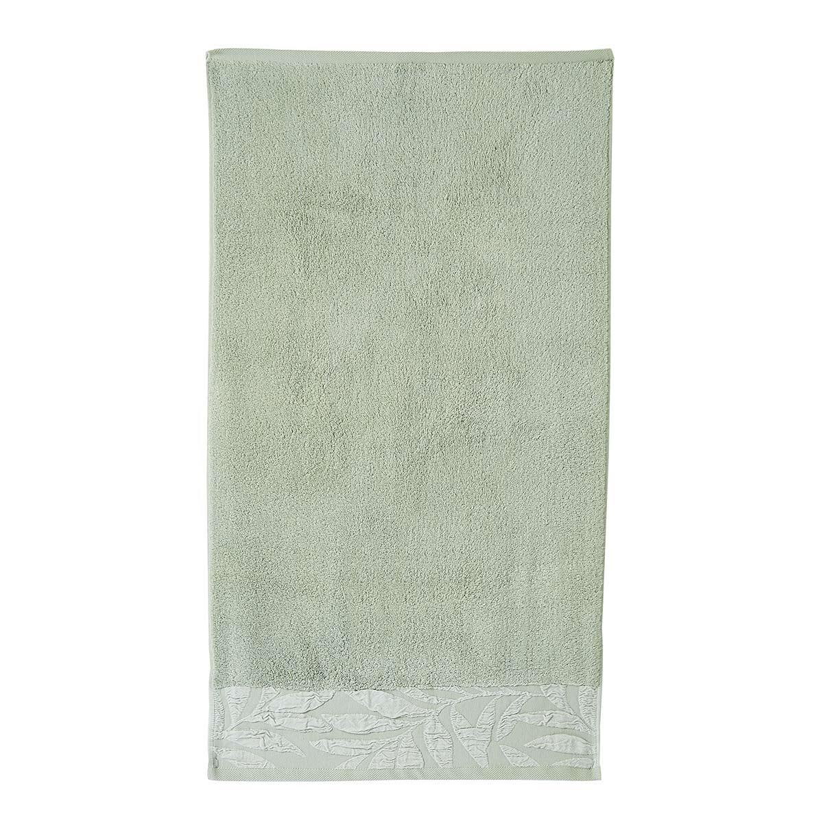 Lacie Jacquard Leaf Trim Zero Twist 550gsm Towel by Dreams & Drapes