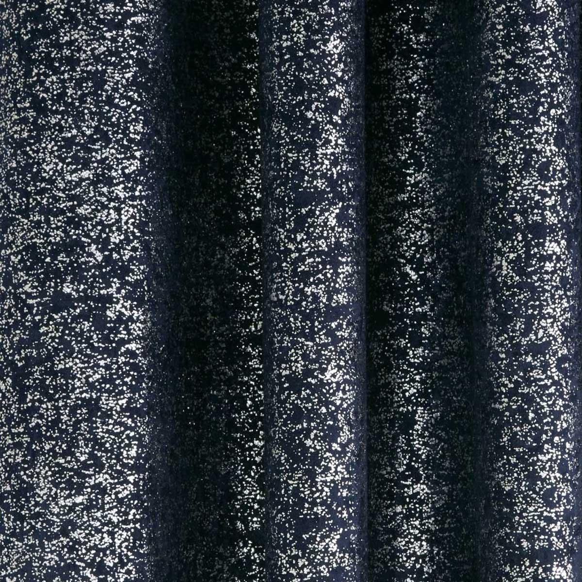 Halo Metallic Thermal Eyelet Curtains Navy 46" x 54" by Enhanced Living