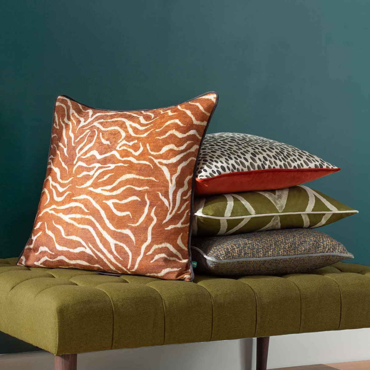 Cape Ikat Cushion Cover Moss by Wylder Tropics 3